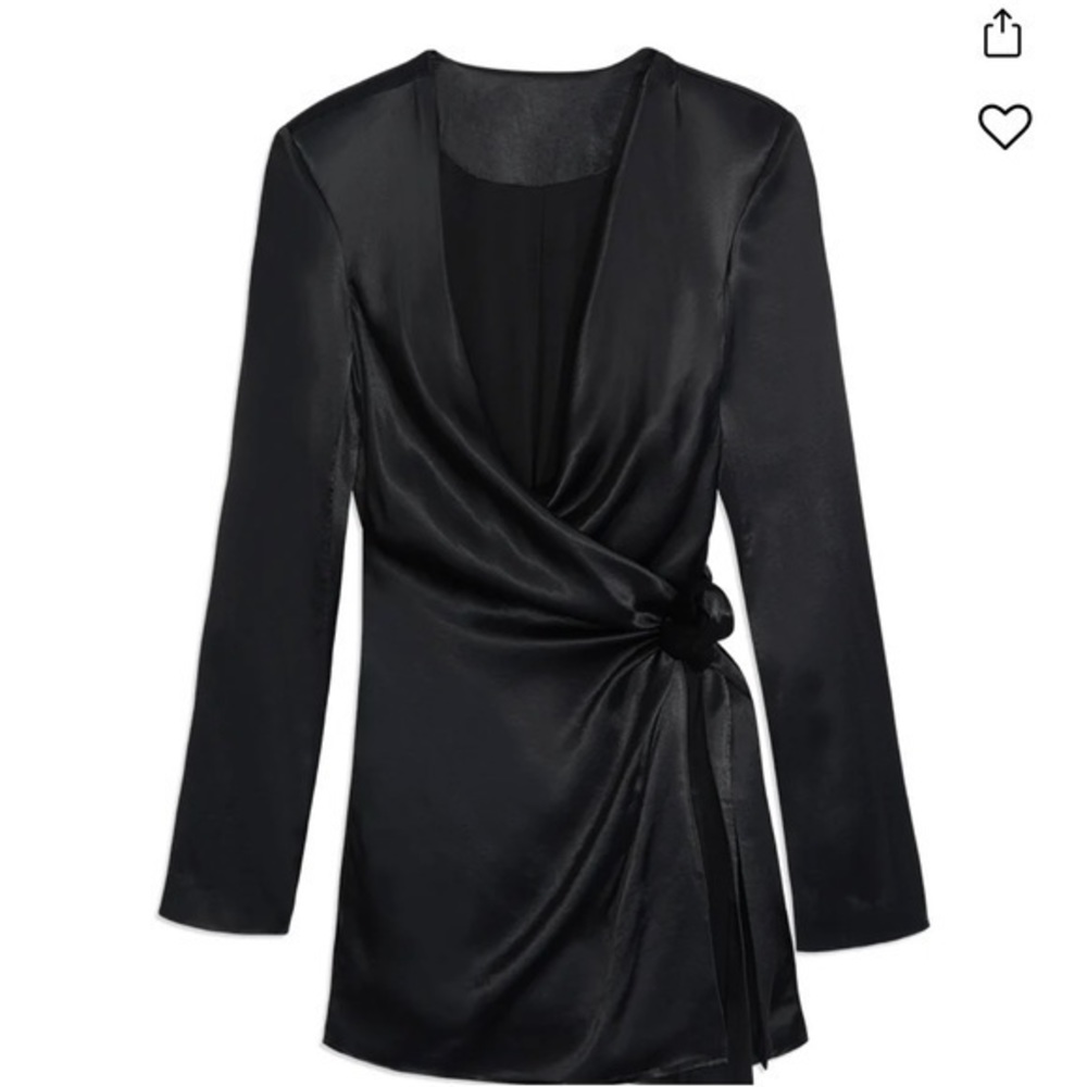 WeWoreWhat Black Satin Mini Dress
